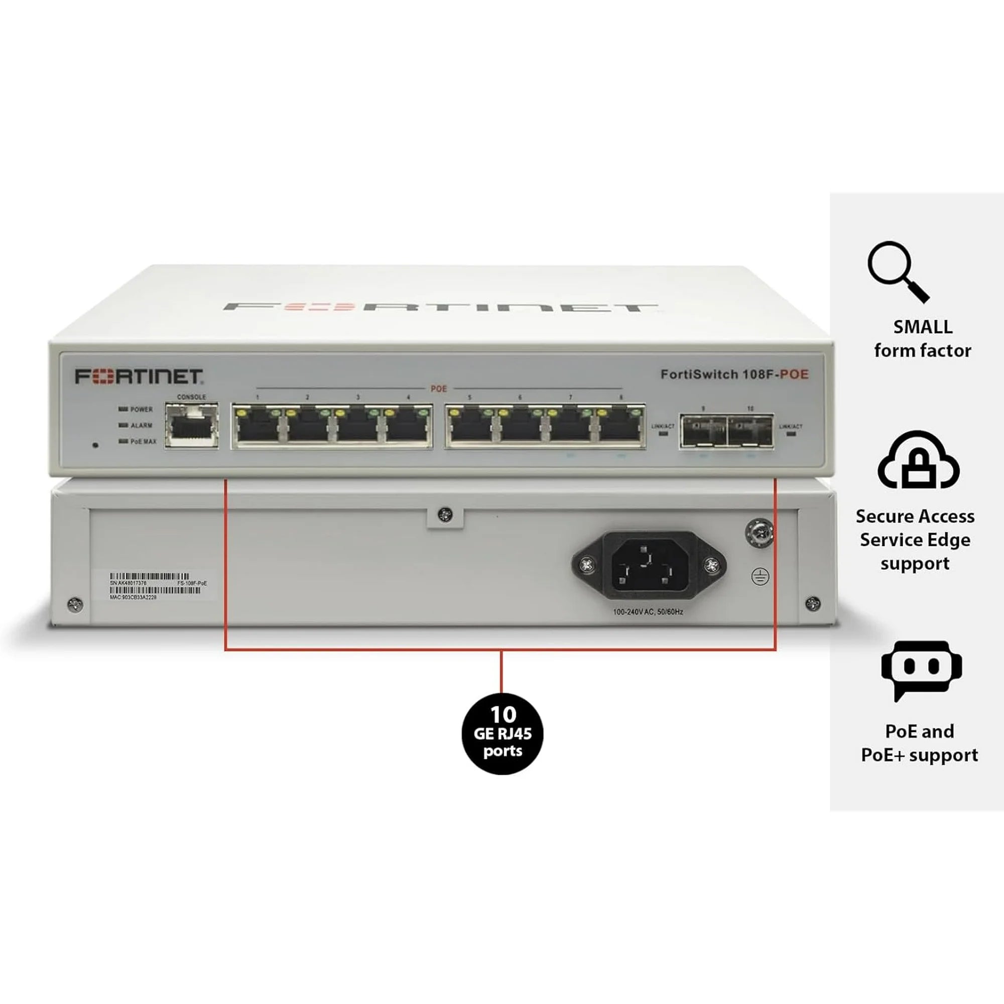 Fortinet FortiSwitch FS-108F-POE (BRAND NEW)